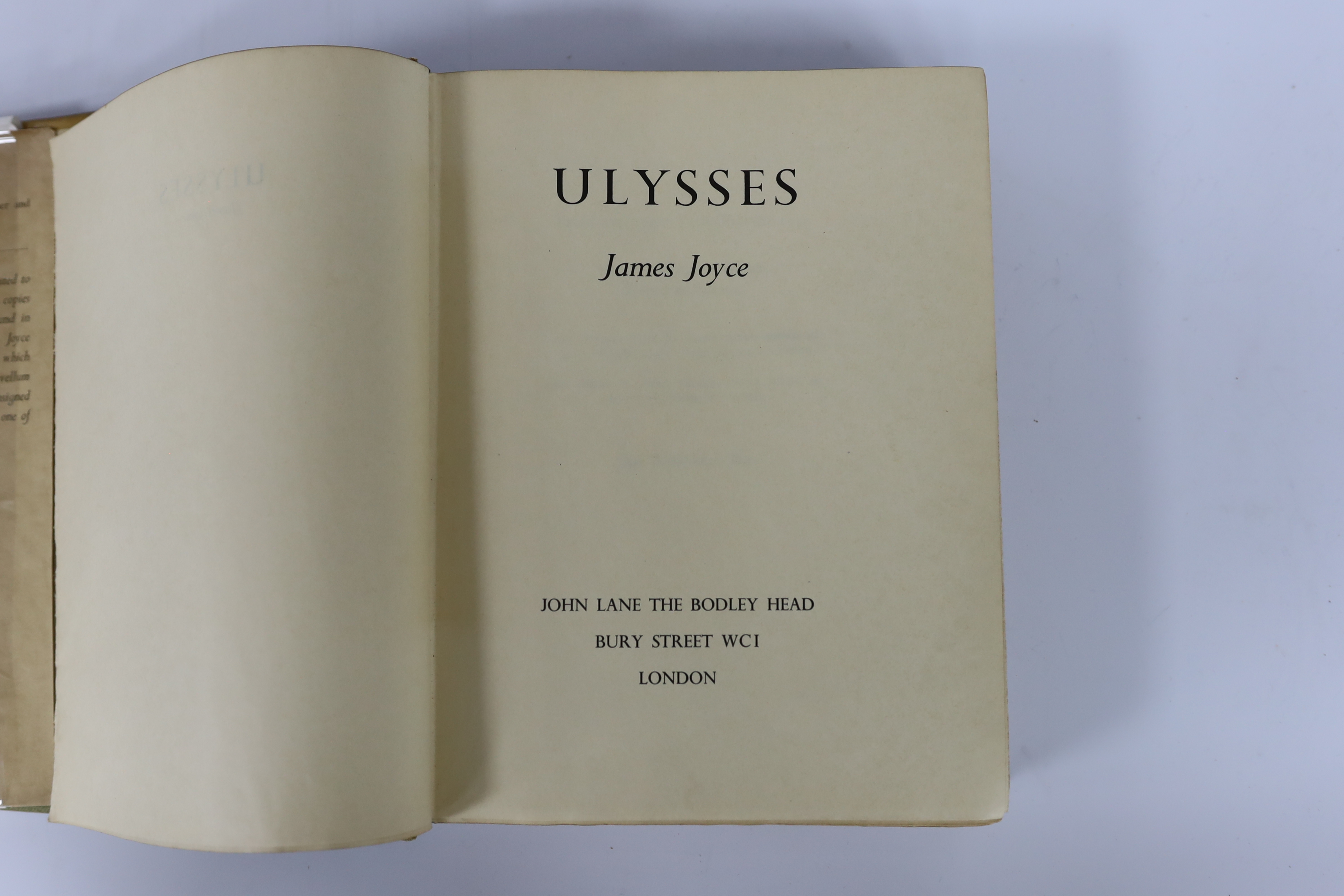 Joyce, James - Ulysses, limited edition number 162 of 900 copies on Japon Vellum, 1st English edition (printed in England), 4to, original publisher’s green linen buckram with Eric Gill’s design of a Homeric bow motif blo